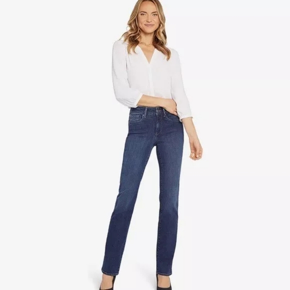 NYDJ Marilyn Straight Crockett Jeans Blue Medium Wash New NWT Size 24W Stretch - Picture 10 of 10